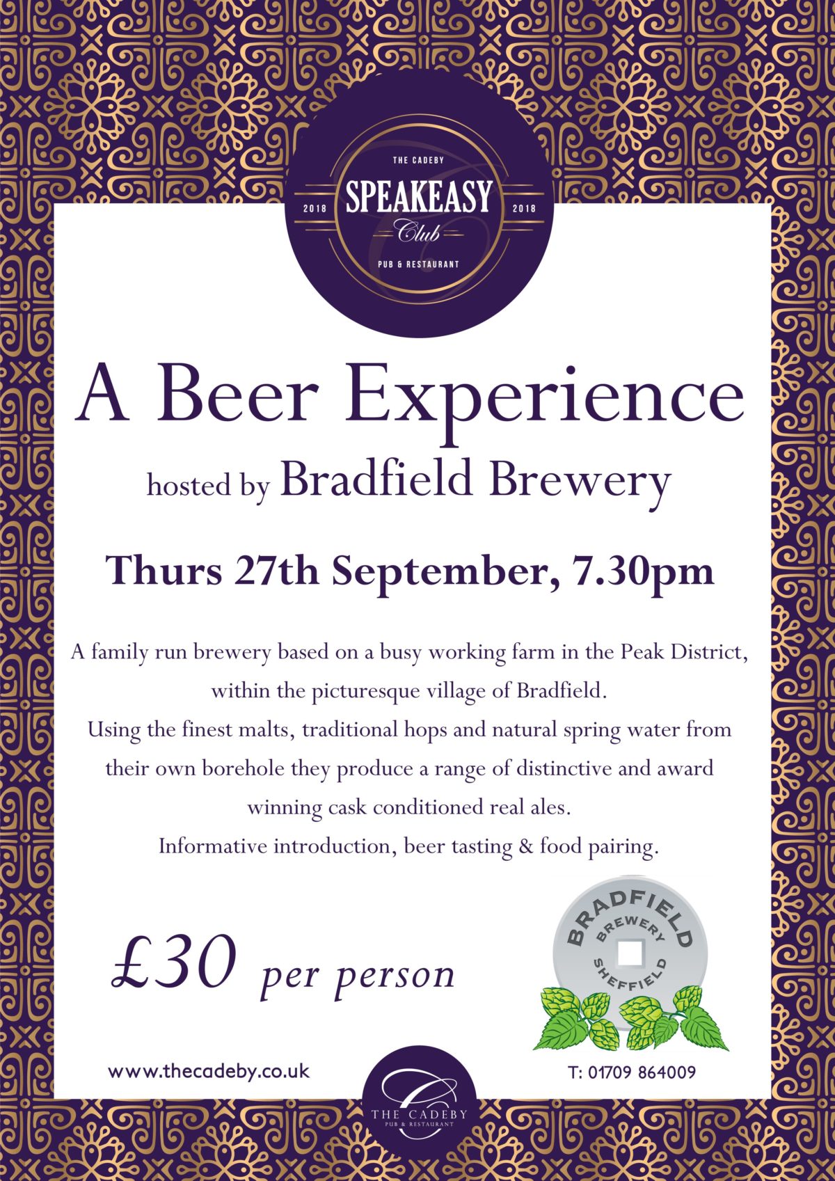 A Beer Experience at The Cadeby with Bradfield Brewery